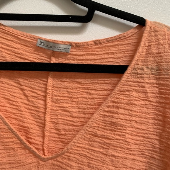 Zara Ruched Long Sleeve V-Neck Blouse L - Picture 2 of 4